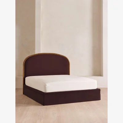Soho Home Mika Bed, King, Velvet, Aubergine, UK