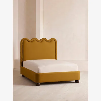 Soho Home Tristan Bed, King, Linen, Turmeric, UK