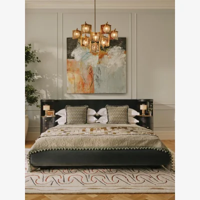 Soho Home Linus Bed, Superking, Velvet, Grey Blue, UK
