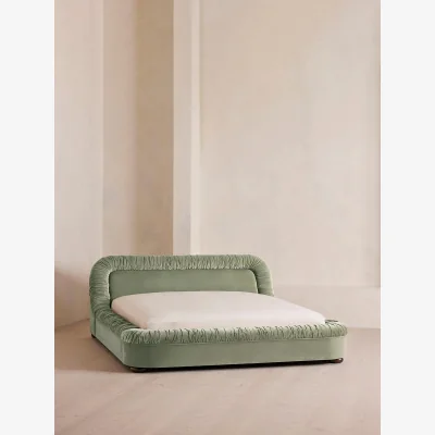 Soho Home Vara Bed, King, Velvet, Seafoam, UK