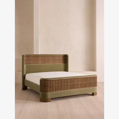 Soho Home Devon Bed, Superking, Velvet, Lichen