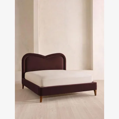 Soho Home Keira Bed, King, Velvet, Aubergine, UK