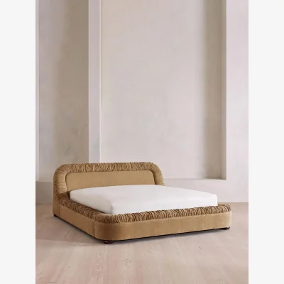 Soho Home Vara Bed, Emperor, Linen Chenille, Sand
