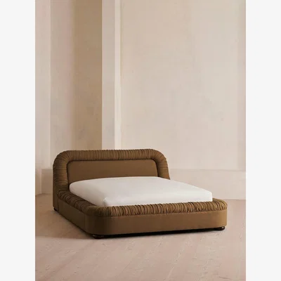 Soho Home Vara Bed, Emperor, Linen, Ochre