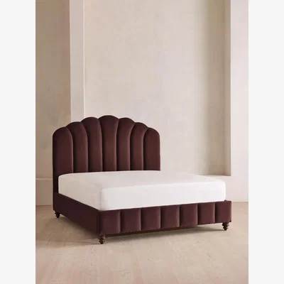 Soho Home Manette Bed, with Twisted Cord, Super King, Velvet, Aubergine, UK