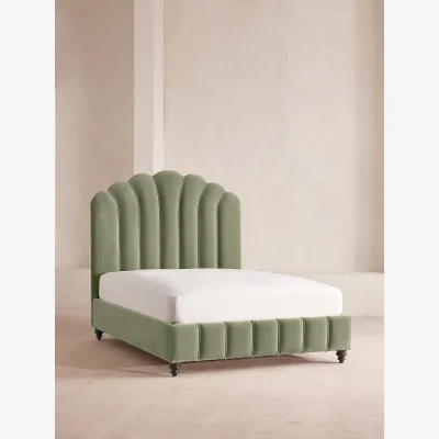 Soho Home Manette Bed, King, Velvet, Seafoam, UK