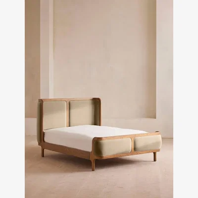 Soho Home Belsa Bed, Light Wood, Super King, Velvet, Oyster, UK