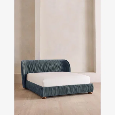 Soho Home Blair Bed, Super King, Velvet, Grey Blue, UK