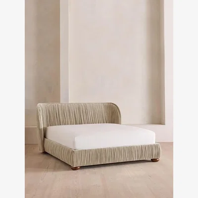 Soho Home Blair Bed, King, Velvet, Oyster, UK