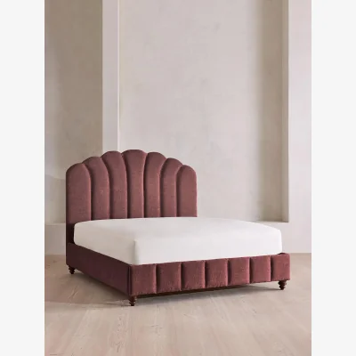 Soho Home Manette Bed, Emperor, Linen Chenille, Bordeaux, UK