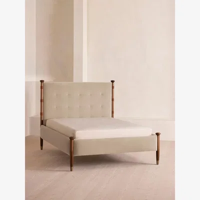 Soho Home Paolo Bed, Super King, Velvet, Oyster, UK
