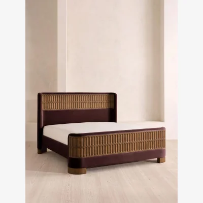 Soho Home Devon Bed, King, Velvet, Aubergine, UK