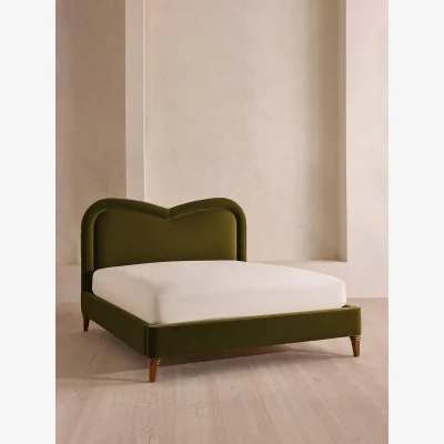 Soho Home Keira Bed, Superking, Velvet, Olive, UK