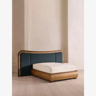 Soho Home Alana Bed, King, Velvet, Grey Blue