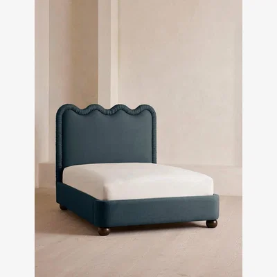 Soho Home Tristan Bed, King, Linen, Prussian Blue