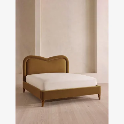 Soho Home Keira Bed, Superking, Velvet, Mustard, UK