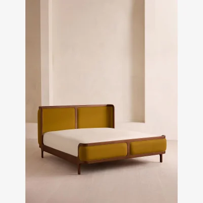 Soho Home Belsa Bed, King, Linen, Turmeric, UK