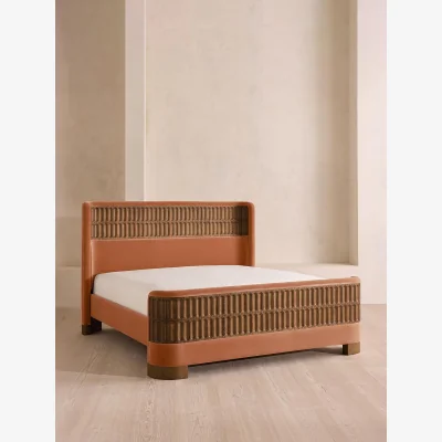 Soho Home Devon Bed, King, Velvet, Antique Rose