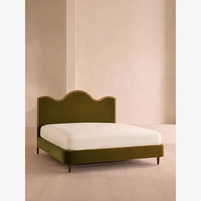 Soho Home Aubrey Bed, Superking, Velvet, Olive