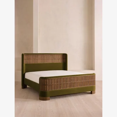 Soho Home Devon Bed, Superking, Velvet, Olive