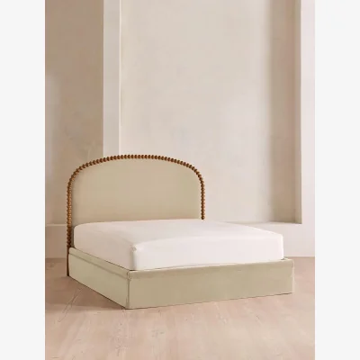 Soho Home Mika Bed, King, Velvet, Oyster, UK