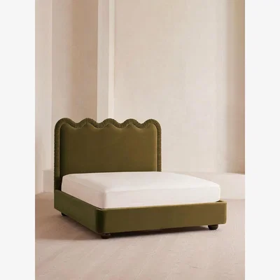 Soho Home Tristan Bed, Super King, Velvet, Olive
