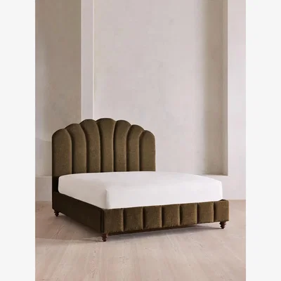 Soho Home Manette Bed, Double, Linen Chenille, Chocolate, UK