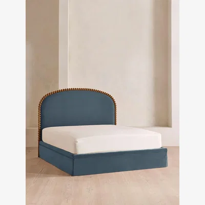 Soho Home Mika Bed, Superking, Velvet, Grey Blue
