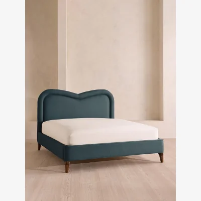 Soho Home Keira Bed, Superking, Linen, Prussian Blue, UK