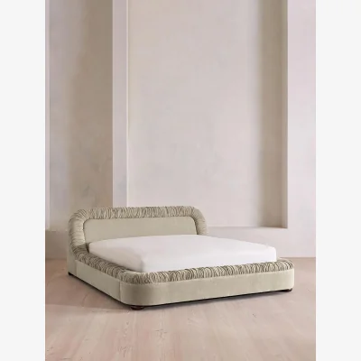 Soho Home Vara Bed, King, Linen Chenille, Stone