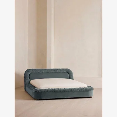 Soho Home Vara Bed, Emperor, Velvet, Grey Blue