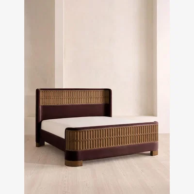 Soho Home Devon Bed, Super King, Velvet, Aubergine, UK