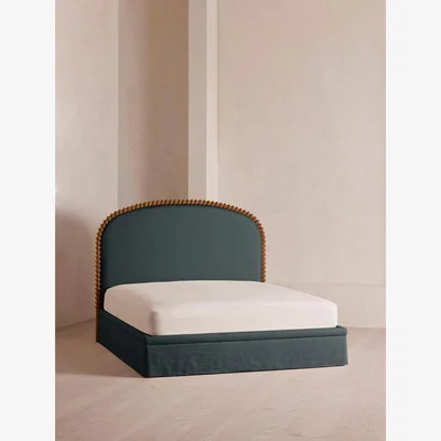 Soho Home Mika Bed, King, Linen, Prussian Blue