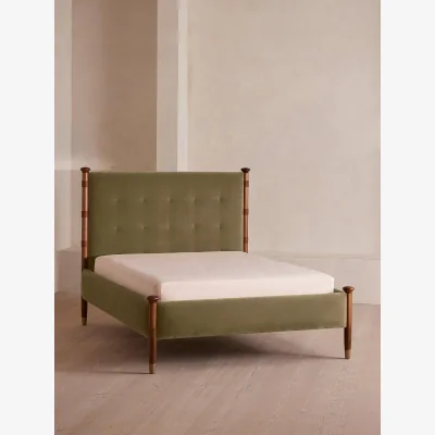 Soho Home Paolo Bed, King, Velvet, Lichen, UK