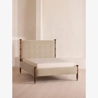 Soho Home Paolo Bed, King, Velvet, Oyster, UK