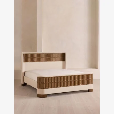 Soho Home Devon Bed, Superking, Linen, Bisque