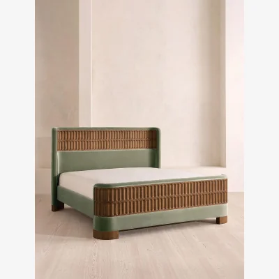 Soho Home Devon Bed, Super King, Velvet, Seafoam, UK