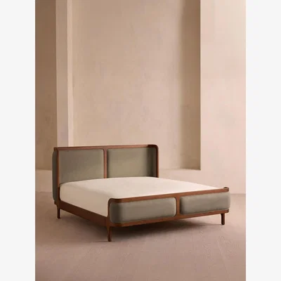 Soho Home Belsa Bed, Double, Linen, Mushroom