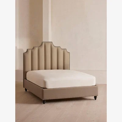 Soho Home Gerrard Bed, Double, Linen, Mushroom