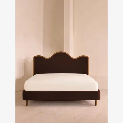 Soho Home Aubrey Bed, King, Velvet, Chocolate