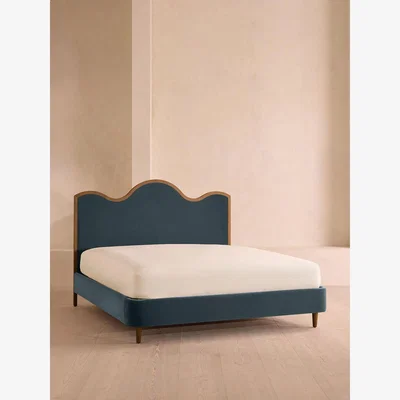 Soho Home Aubrey Bed, Superking, Velvet, Grey Blue