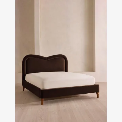 Soho Home Keira Bed, King, Velvet, Chocolate, UK