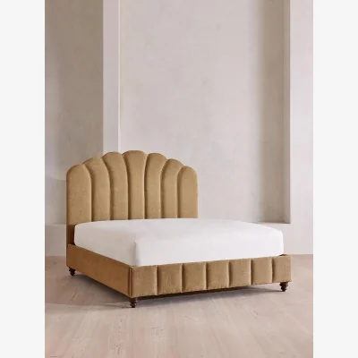 Soho Home Manette Bed, Emperor, Linen Chenille, Sand, UK