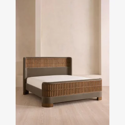 Soho Home Devon Bed, King, Velvet, Taupe