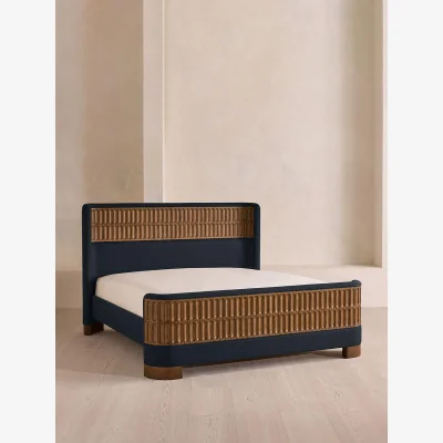 Soho Home Devon Bed, King, Linen, Indigo