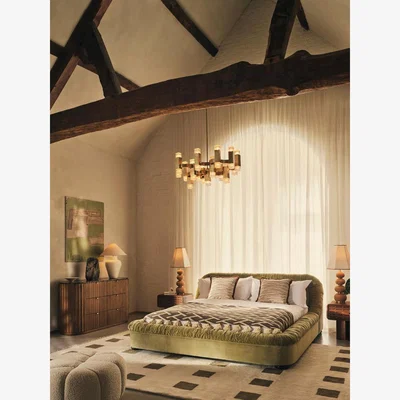 Soho Home Vara Bed, King, Velvet Lichen