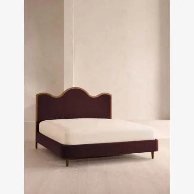 Soho Home Aubrey Bed, King, Velvet, Aubergine, UK