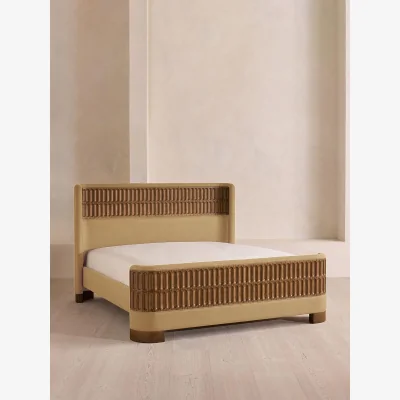 Soho Home Devon Bed, Superking, Linen, Wheat