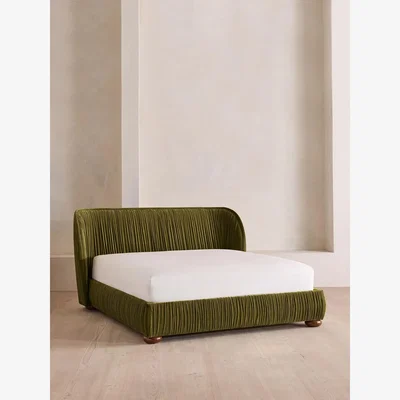 Soho Home Blair Bed, King, Velvet, Olive, UK