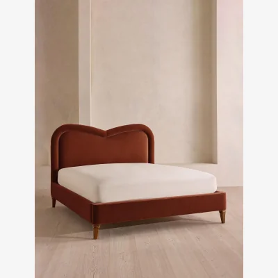 Soho Home Keira Bed, King, Velvet, Rust, UK